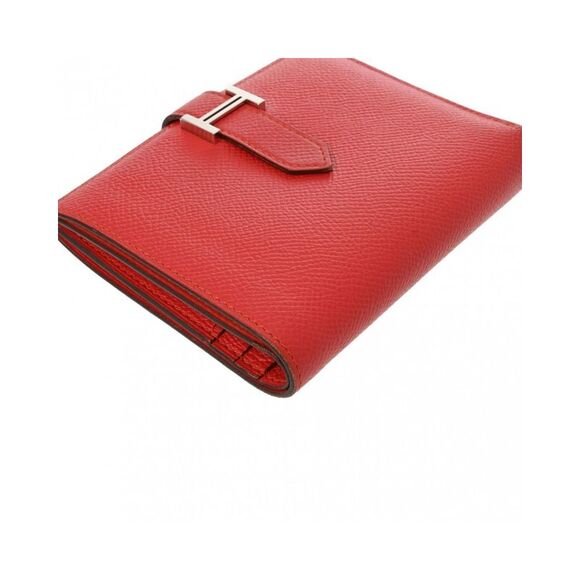 Pre Loved Hermes Luxury Leather Wallet with Box and Coin Case Unisex Red - Picture 6 of 8